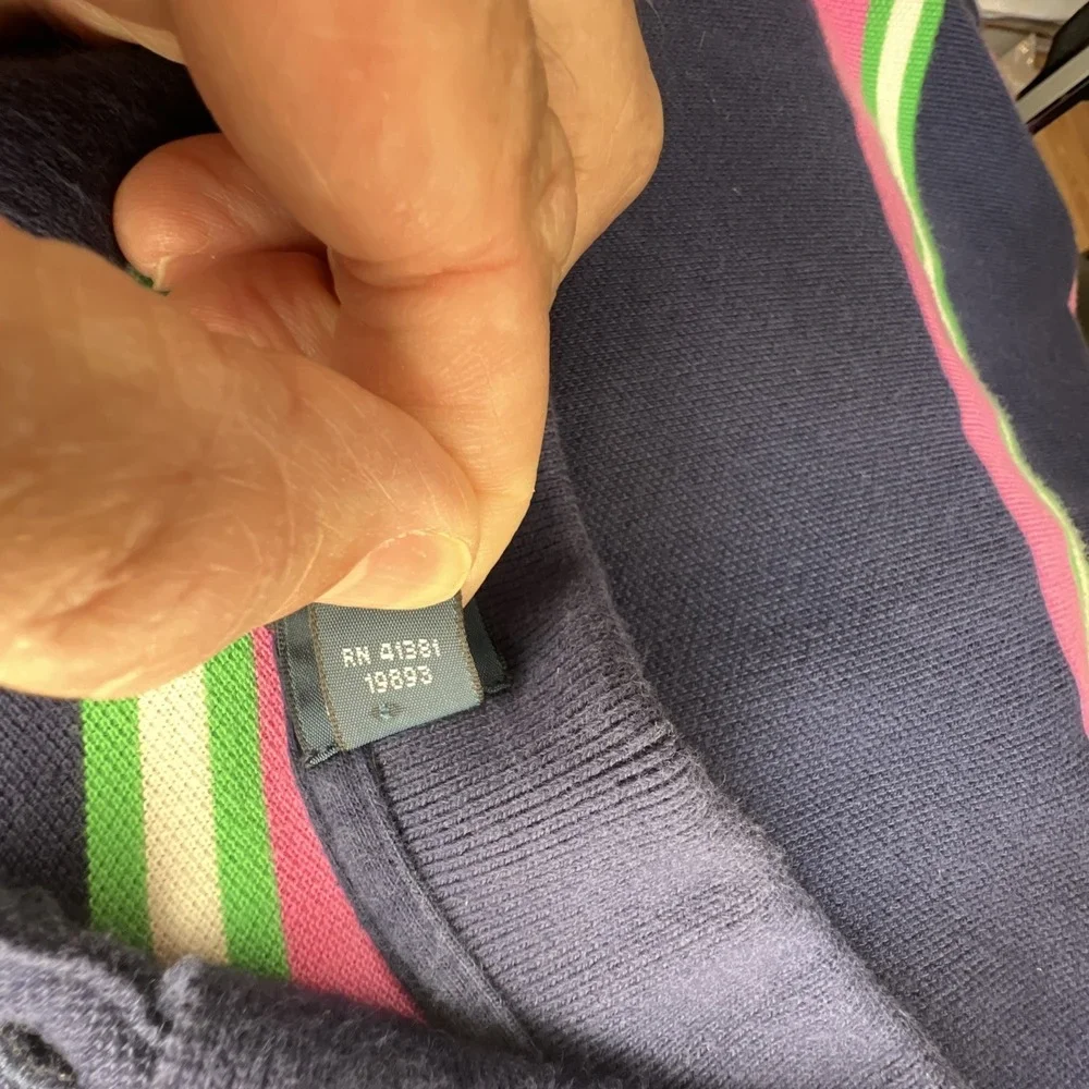 Polo by Ralph Lauren Blue Tag Polo XXL Prep Navy Pink Multi Stripe Y2K Prep VTG
